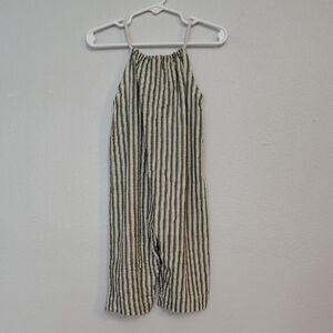 Zara Striped Kids Jumpsuit - Green and White